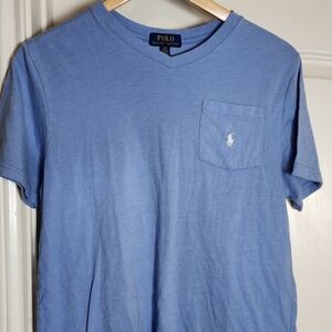 Polo by Ralph Lauren Men's Sky Blue V-Neck Pocket Tee